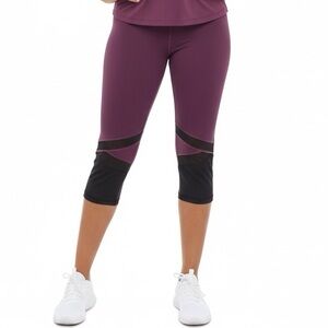 GAIAM I Leggings Capri Mesh Purple Black Large